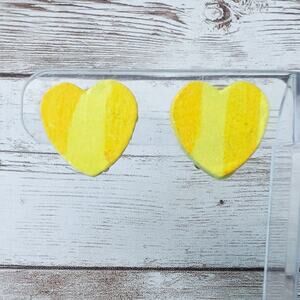 Vintage Clip On Earrings Yellow Heart Shape